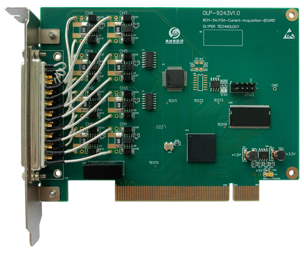OLP-9243，PCI接口，8通道，16位，5A/10A，电流采集卡